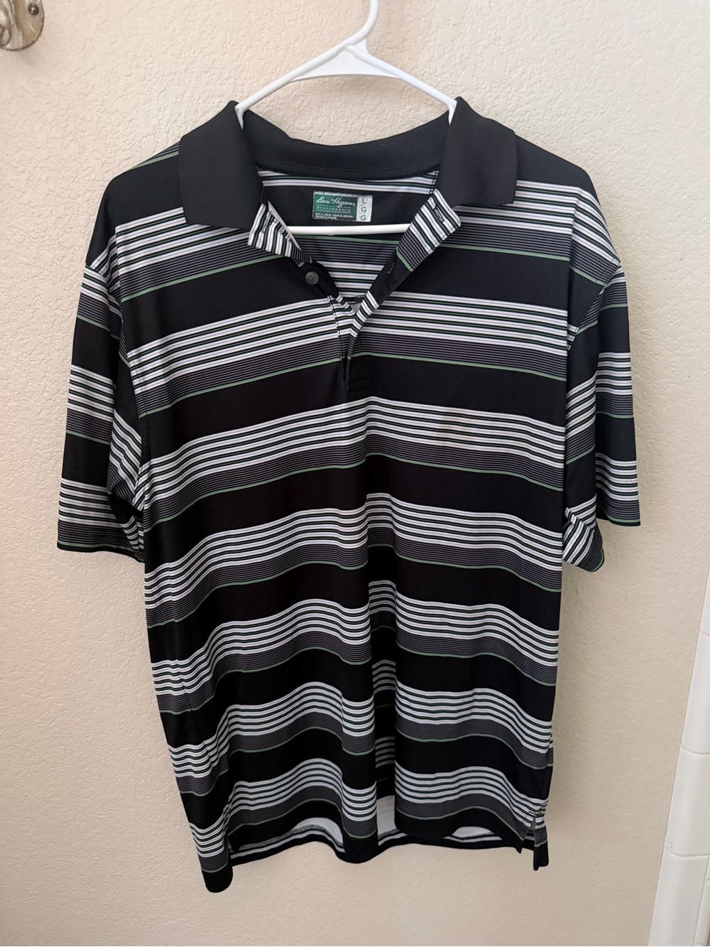 Hogan Black Polo with White and Green Stripes